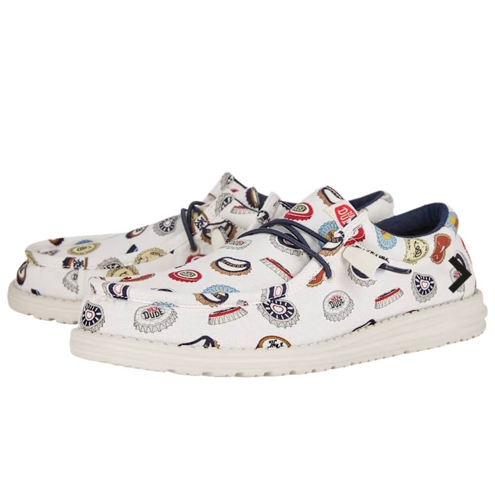 Hey Dude Men Walley Spring Breaker Beer White Slip On Sneakers